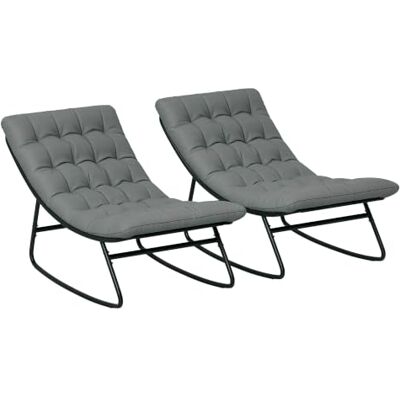 Outsunny Set van 2 schommelstoelen voor buiten, dik, donkergrijs Schommelstoelen, zitting van ademend textiel, stalen frame, schommelstoel voor buiten, tuin, terras, terras Outsunny Set van 2 schommelstoelen voor buiten, dik, donkergrijs Schommelstoelen, zitting van ademend textiel, stalen frame, schommelstoel voor buiten, tuin, terras, terras