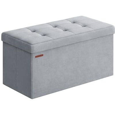 SONGMICS Opbergrek, opvouwbare zitzak, 38 x 76 x 38 cm, bedpunt, voetensteun, opbergdoos, belastbaar tot 300 kg, voor woonkamer, slaapkamer, entree, duifgrijs, LSF247G02 SONGMICS Opbergrek, opvouwbare zitzak, 38 x 76 x 38 cm, bedpunt, voetensteun, opbergdoos, belastbaar tot 300 kg, voor woonkamer, slaapkamer, entree, duifgrijs, LSF247G02