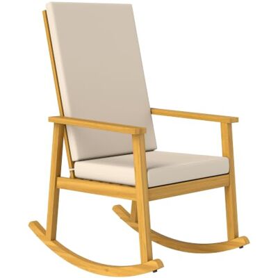 Outsunny Schommelstoel van acacia met kussen, 60 x 89 x 107 cm, beige Schommelstoel met hoge rugleuning, tuin tot 160 kg, relaxstoel buiten, balkon, terras Outsunny Schommelstoel van acacia met kussen, 60 x 89 x 107 cm, beige Schommelstoel met hoge rugleuning, tuin tot 160 kg, relaxstoel buiten, balkon, terras