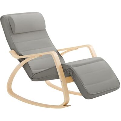 SoBuy FST16-DG Schommelstoel met Verstelbare Voetensteun Relaxfauteuil Comfortabel Verstelbaar Trendy- Grijs SoBuy FST16-DG Schommelstoel met Verstelbare Voetensteun Relaxfauteuil Comfortabel Verstelbaar Trendy- Grijs