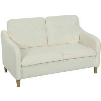 HOMCOM 2-zitsbank van geknoopte stof, 137 cm, incl. kussens, crème HOMCOM 2-zitsbank van geknoopte stof, 137 cm, incl. kussens, crème
