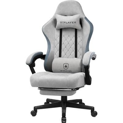 GTPLAYER Gamingstoel van stof met voetensteun, ergonomische computerbureaustoel met pocketveringkussen, lendensteun, zeer duurzaam GTPLAYER Gamingstoel van stof met voetensteun, ergonomische computerbureaustoel met pocketveringkussen, lendensteun, zeer duurzaam
