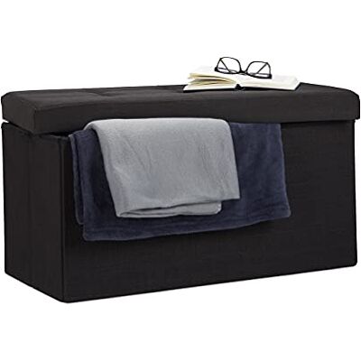 Relaxdays Poef met voetensteun, inklapbaar, 38 x 76 x 38 cm, zwart Relaxdays Poef met voetensteun, inklapbaar, 38 x 76 x 38 cm, zwart