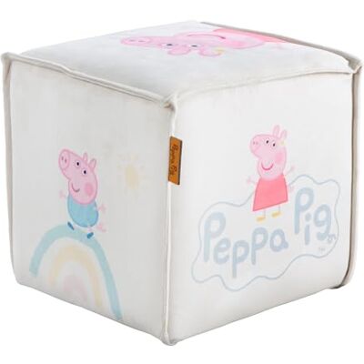 roba Peppa Pig Cube zitzak van fluweel voor kinderkamer, robuust en zacht, vierkante kruk, stabiele zitting vanaf 18 maanden, gemakkelijk te reinigen, beige/motief forel en varken roba Peppa Pig Cube zitzak van fluweel voor kinderkamer, robuust en zacht, vierkante kruk, stabiele zitting vanaf 18 maanden, gemakkelijk te reinigen, beige/motief forel en varken