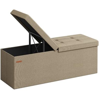 SONGMICS Bank met opbergruimte, opvouwbare kist, opbergdoos, 38 x 110 x 38 cm, opvouwbaar deksel, maximale belasting 300 kg, voor hal, woonkamer, slaapkamer, camel bruin LSF076K01 SONGMICS Bank met opbergruimte, opvouwbare kist, opbergdoos, 38 x 110 x 38 cm, opvouwbaar deksel, maximale belasting 300 kg, voor hal, woonkamer, slaapkamer, camel bruin LSF076K01