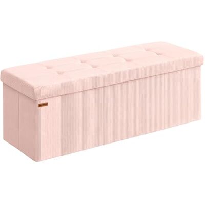 SONGMICS Voetenbank met opbergruimte, opvouwbare bank, 38 x 110 x 38 cm, voetensteun, bedbank, opbergkist, belastbaar tot 300 kg, woonkamer, slaapkamer, hal, pastelroze LSF604R01 SONGMICS Voetenbank met opbergruimte, opvouwbare bank, 38 x 110 x 38 cm, voetensteun, bedbank, opbergkist, belastbaar tot 300 kg, woonkamer, slaapkamer, hal, pastelroze LSF604R01