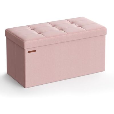 SONGMICS Opbergrek, opvouwbare zitzak, 38 x 76 x 38 cm, bedpunt, voetensteun, opbergdoos, belastbaar tot 300 kg, voor woonkamer, slaapkamer, entree, snoeproze LSF047R11 SONGMICS Opbergrek, opvouwbare zitzak, 38 x 76 x 38 cm, bedpunt, voetensteun, opbergdoos, belastbaar tot 300 kg, voor woonkamer, slaapkamer, entree, snoeproze LSF047R11