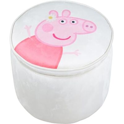 roba Peppa Pig fluwelen zitzak voor baby's, rond, opbergdoos voor kinderen vanaf 18 maanden, afneembaar deksel, gevoerde voetensteun, eenvoudige reiniging, beige/forelpatroon roba Peppa Pig fluwelen zitzak voor baby's, rond, opbergdoos voor kinderen vanaf 18 maanden, afneembaar deksel, gevoerde voetensteun, eenvoudige reiniging, beige/forelpatroon