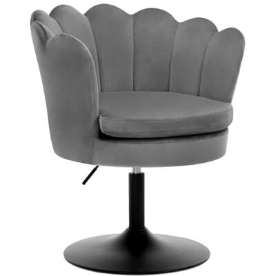 WOLTU Kaptafelkruk, make-upkruk met rugleuning in bloemvorm voor kaptafel, slaapkamer en woonkamer, in hoogte verstelbaar 43-55 cm, fluweel, donkergrijs WOLTU Kaptafelkruk, make-upkruk met rugleuning in bloemvorm voor kaptafel, slaapkamer en woonkamer, in hoogte verstelbaar 43-55 cm, fluweel, donkergrijs