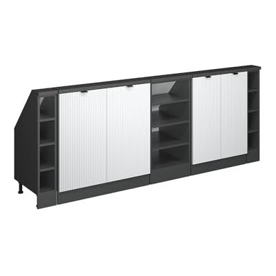 Vicco Rion Helling opbergmeubelset, geribbeld wit/antraciet, L 210 x D 46 cm, 5 stuks, ruimtebesparend voor zolderruimtes Vicco Rion Helling opbergmeubelset, geribbeld wit/antraciet, L 210 x D 46 cm, 5 stuks, ruimtebesparend voor zolderruimtes