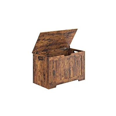 VASAGLE Opbergkist, schoenenbank, ingangsmeubel, met 2 veiligheidsscharnieren, rustieke stijl, 40 x 76 x 48 cm, voor hal, slaapkamer, woonkamer, rustiek bruin LHS011T01 VASAGLE Opbergkist, schoenenbank, ingangsmeubel, met 2 veiligheidsscharnieren, rustieke stijl, 40 x 76 x 48 cm, voor hal, slaapkamer, woonkamer, rustiek bruin LHS011T01