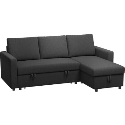 HOMCOM Hoekbank, slaapbank, 3-zits, modulair, met omkeerbare chaise longue Omkeerbare meridienne, geïntegreerde opbergdoos, 3 rugkussens, stof in linnenlook HOMCOM Hoekbank, slaapbank, 3-zits, modulair, met omkeerbare chaise longue Omkeerbare meridienne, geïntegreerde opbergdoos, 3 rugkussens, stof in linnenlook