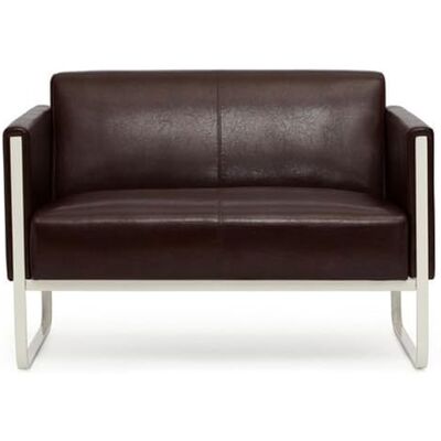 hjh OFFICE Aruba 2-zitsbank van kunstleer, gevoerd, modern met metalen frame, bruin, 111 x 78 x 71 cm hjh OFFICE Aruba 2-zitsbank van kunstleer, gevoerd, modern met metalen frame, bruin, 111 x 78 x 71 cm