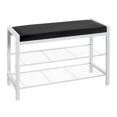 HAKU Bank, zwart, wit, metaal, fluwelen stof, afmetingen: L 75 cm x H 50 cm x D 32 cm, stijl: modern HAKU Bank, zwart, wit, metaal, fluwelen stof, afmetingen: L 75 cm x H 50 cm x D 32 cm, stijl: modern