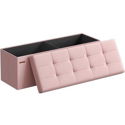 SONGMICS Opbergbank, opvouwbare poef, bedpunt, 110 x 38 x 38 cm Voetsteun, belastbaar tot 300 kg, voor woonkamer, slaapkamer, entree, snoeproze en inktzwart, collectie MINOTA LSF077R11 SONGMICS Opbergbank, opvouwbare poef, bedpunt, 110 x 38 x 38 cm Voetsteun, belastbaar tot 300 kg, voor woonkamer, slaapkamer, entree, snoeproze en inktzwart, collectie MINOTA LSF077R11