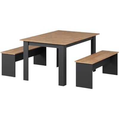 Vicco Tafelgroep 140 x 90 cm 4 personen eetkamer eettafel keuken zitgroep tafel bank banken flexibel op te bergen (antraciet goudkracht) avec 2 bancs, pour une utilisation peu encombrante dans la salle à manger et la cuisine Vicco Tafelgroep 140 x 90 cm 4 personen eetkamer eettafel keuken zitgroep tafel bank banken flexibel op te bergen (antraciet goudkracht) avec 2 bancs, pour une utilisation peu encombrante dans la salle à manger et la cuisine