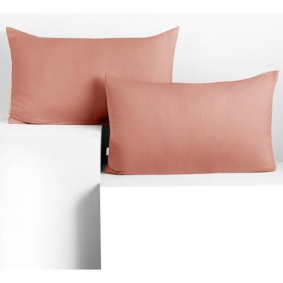 DecoKing Set van 2 Kussenslopen 50 x 60 cm Jersey 100% Gekamd Katoen Ritssluiting Zalm Amber DecoKing Set van 2 Kussenslopen 50 x 60 cm Jersey 100% Gekamd Katoen Ritssluiting Zalm Amber