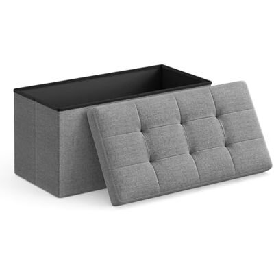 SONGMICS Bank met opbergruimte, zitting, opbergdoos, voetensteun, opvouwbaar, draagvermogen 300 kg, 80 l, 76 x 38 x 38 cm, linnenlook, lichtgrijs LSF47G SONGMICS Bank met opbergruimte, zitting, opbergdoos, voetensteun, opvouwbaar, draagvermogen 300 kg, 80 l, 76 x 38 x 38 cm, linnenlook, lichtgrijs LSF47G