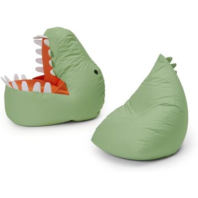 Lumaland Dino Kinderzitzak, 2-delig, zitzak voor binnen en buiten, zitzak voor kinderen, met vulling, ideaal voor kinderkamer, fauteuil: 1 dinosaurus, 1 monster Lumaland Dino Kinderzitzak, 2-delig, zitzak voor binnen en buiten, zitzak voor kinderen, met vulling, ideaal voor kinderkamer, fauteuil: 1 dinosaurus, 1 monster