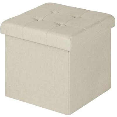 WOLTU ® SH06 cm-1 opvouwbare poef met afneembaar deksel, gevoerde zitting van linnen, 37,5 x 37,5 x 38 cm (l x b x h), crèmewit WOLTU ® SH06 cm-1 opvouwbare poef met afneembaar deksel, gevoerde zitting van linnen, 37,5 x 37,5 x 38 cm (l x b x h), crèmewit