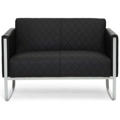 hjh OFFICE Aruba Step 2-zitsbank, kunstleer, gestoffeerd, modern, met metalen frame, zwart, 111 x 78 x 71 cm hjh OFFICE Aruba Step 2-zitsbank, kunstleer, gestoffeerd, modern, met metalen frame, zwart, 111 x 78 x 71 cm
