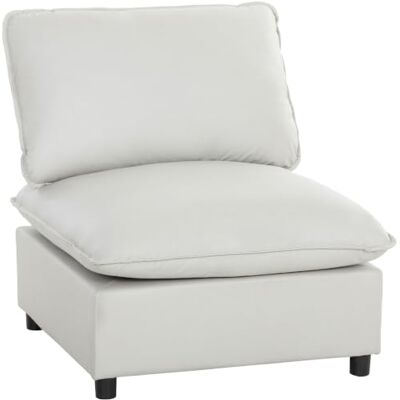 HOMCOM Modulaire lounge stoel van kunstleer, gevoerd, 74 cm, grijs Brede en diepe zitting, moderne relaxstoel, kleine ruimtes, woonkamer, slaapkamer HOMCOM Modulaire lounge stoel van kunstleer, gevoerd, 74 cm, grijs Brede en diepe zitting, moderne relaxstoel, kleine ruimtes, woonkamer, slaapkamer