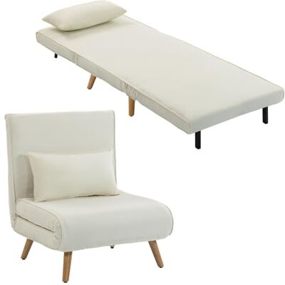 HOMCOM 3-in-1 fauteuil, 1-zits, bed- en verwarmingsstoel 5 niveaus kantelbare rugleuning en kussen inbegrepen, gevoerde zitting voor kantoor, woonkamer, slaapkamer, crème HOMCOM 3-in-1 fauteuil, 1-zits, bed- en verwarmingsstoel 5 niveaus kantelbare rugleuning en kussen inbegrepen, gevoerde zitting voor kantoor, woonkamer, slaapkamer, crème