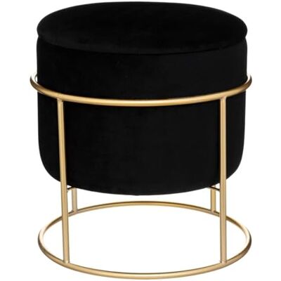 ATMOSPHERA CREATEUR D'INTERIEUR Atmosphera Zitzak Eliane Fluwelen Zwart D 42 x H 44 cm Gouden Metalen Basis Extra Zitje voor Woonkamer, Slaapkamer ATMOSPHERA CREATEUR D'INTERIEUR Atmosphera Zitzak Eliane Fluwelen Zwart D 42 x H 44 cm Gouden Metalen Basis Extra Zitje voor Woonkamer, Slaapkamer