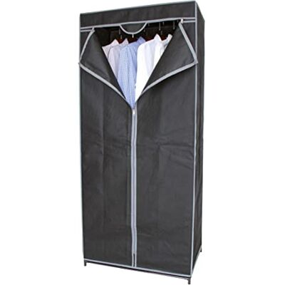 Spetebo Beweegbare vouwkast van stof, donkergrijs, 160 x 70 cm Met kledingstang, opvouwbare campingkast van stof Spetebo Beweegbare vouwkast van stof, donkergrijs, 160 x 70 cm Met kledingstang, opvouwbare campingkast van stof