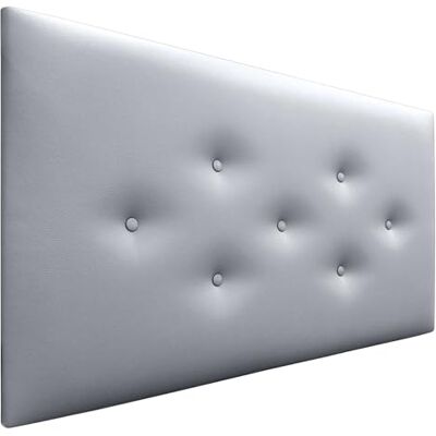 DHOME Hoofdeinde van kunstleer of acualine stof, met 3 alternatieve rijen, knopen, gestoffeerd hoofdeinde, luxe bed (kunstleer, zilver, 110 cm) DHOME Hoofdeinde van kunstleer of acualine stof, met 3 alternatieve rijen, knopen, gestoffeerd hoofdeinde, luxe bed (kunstleer, zilver, 110 cm)