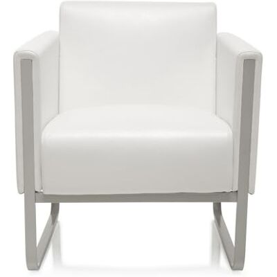 hjh OFFICE ARUBA Loungebank, 1-zits, gestoffeerd, modern kunstleer met metalen frame, 78 x 67 x 71 cm, wit hjh OFFICE ARUBA Loungebank, 1-zits, gestoffeerd, modern kunstleer met metalen frame, 78 x 67 x 71 cm, wit