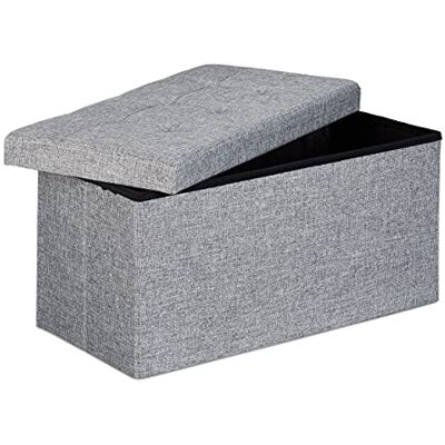 Relaxdays Zitzak met XL-container, kist met deksel, klapbank, voetensteun, 36 x 76 x 38 cm, grijs Relaxdays Zitzak met XL-container, kist met deksel, klapbank, voetensteun, 36 x 76 x 38 cm, grijs