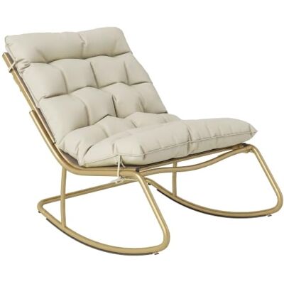 Outsunny Rocking Tuinstoel met zacht kussen, 125 cm, brede schommelstoel, 64 cm, van staal en textiel, schommelstoel voor woonkamer en balkon, beige en goud Avec Coussin Moelleux, Large 64cm, en Acier et Textilène, Chaise Bercante de Salon et Balcon Outsunny Rocking Tuinstoel met zacht kussen, 125 cm, brede schommelstoel, 64 cm, van staal en textiel, schommelstoel voor woonkamer en balkon, beige en goud Avec Coussin Moelleux, Large 64cm, en Acier et Textilène, Chaise Bercante de Salon et Balcon