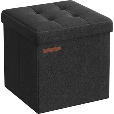 SONGMICS Opbergkruk, kleine opvouwbare poef, 30 x 30 x 30 cm Kubieke voetensteun, belastbaar tot 130 kg, voor woonkamer, slaapkamer, slaapzaal, inktzwart, collectie MINOTA LSF028B01 SONGMICS Opbergkruk, kleine opvouwbare poef, 30 x 30 x 30 cm Kubieke voetensteun, belastbaar tot 130 kg, voor woonkamer, slaapkamer, slaapzaal, inktzwart, collectie MINOTA LSF028B01