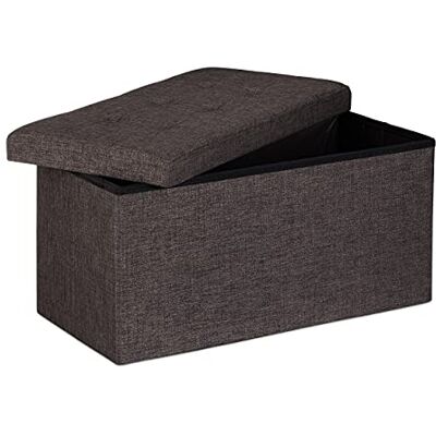 Relaxdays XL opvouwbare bank met opbergruimte, zitkubus met voetensteun, zitkubus als opbergdoos, 38 x 76 x 38 cm, bruin Relaxdays XL opvouwbare bank met opbergruimte, zitkubus met voetensteun, zitkubus als opbergdoos, 38 x 76 x 38 cm, bruin