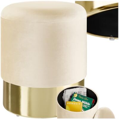 tectake Kruk met opbergruimte, fluwelen opbergdoos, ronde kruk, poef, opbergdoos met deksel, als kaptafelstoel, slaapkamerdecoratie, woonkamerstoel of tectake Kruk met opbergruimte, fluwelen opbergdoos, ronde kruk, poef, opbergdoos met deksel, als kaptafelstoel, slaapkamerdecoratie, woonkamerstoel of