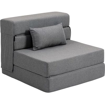 HOMCOM Fauteuil, 1-zits, 3-in-1, stof in linnenlook, grijs HOMCOM Fauteuil, 1-zits, 3-in-1, stof in linnenlook, grijs