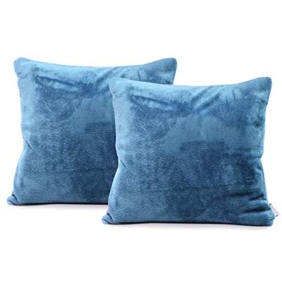 DecoKing Set van 2 kussenslopen 45 x 45 cm, microvezel met ritssluiting, fleece (donkerblauw) DecoKing Set van 2 kussenslopen 45 x 45 cm, microvezel met ritssluiting, fleece (donkerblauw)