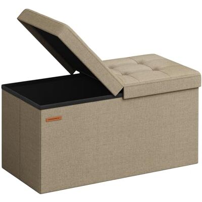 SONGMICS Bank met opbergruimte, opvouwbare kist, opbergdoos, 38 x 76 x 38 cm, opvouwbaar deksel, maximale belasting 300 kg, voor hal, woonkamer, slaapkamer, camel bruin LSF046K01 SONGMICS Bank met opbergruimte, opvouwbare kist, opbergdoos, 38 x 76 x 38 cm, opvouwbaar deksel, maximale belasting 300 kg, voor hal, woonkamer, slaapkamer, camel bruin LSF046K01