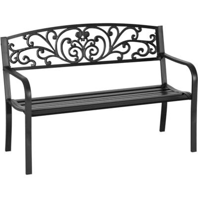 Outsunny Tuinbank voor buiten, 2-zits, 127 x 60 x 87 cm, zwart terras, veranda. Maximale belasting: 240 kg, metaal Outsunny Tuinbank voor buiten, 2-zits, 127 x 60 x 87 cm, zwart terras, veranda. Maximale belasting: 240 kg, metaal