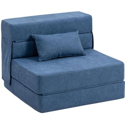 HOMCOM 1-zits 3-in-1 converteerbare fauteuil, stof van flanel, donkerblauw Vouwbed, 1-zits flanellen verwarmer, kussen inbegrepen, vouwmatras 210 cm, voor gasten, woonkamer, kleine ruimte HOMCOM 1-zits 3-in-1 converteerbare fauteuil, stof van flanel, donkerblauw Vouwbed, 1-zits flanellen verwarmer, kussen inbegrepen, vouwmatras 210 cm, voor gasten, woonkamer, kleine ruimte