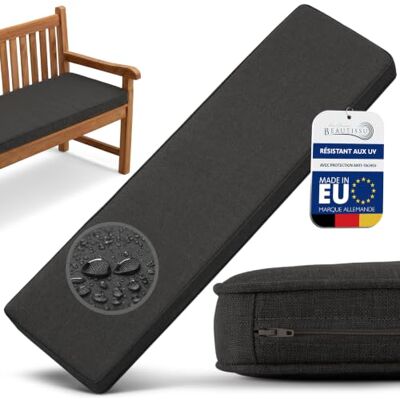 Beautissu outdoor bank kussen binnen zacht waterdicht hoes 140 x 50 cm, antraciet, voor tuin, terras, balkon, bank, wasbaar op 30 graden, afneembaar, weerbestendig, rustig, BK Beautissu outdoor bank kussen binnen zacht waterdicht hoes 140 x 50 cm, antraciet, voor tuin, terras, balkon, bank, wasbaar op 30 graden, afneembaar, weerbestendig, rustig, BK