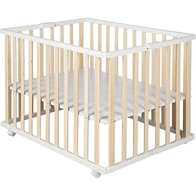 roba Vouwbox van hout, speelplaats, 74 x 100 cm, opvouwbaar, rechthoekig, ruimtebesparend, wielen inbegrepen, tweekleurig roba Vouwbox van hout, speelplaats, 74 x 100 cm, opvouwbaar, rechthoekig, ruimtebesparend, wielen inbegrepen, tweekleurig