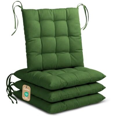 Lavea ® Set van 4 stoelkussens, 40 x 40 cm, stoelkussens met bevestigingen, wasbaar en comfortabel, voor binnen, keuken, tuin, balkon en terras, donkergroen Lavea ® Set van 4 stoelkussens, 40 x 40 cm, stoelkussens met bevestigingen, wasbaar en comfortabel, voor binnen, keuken, tuin, balkon en terras, donkergroen