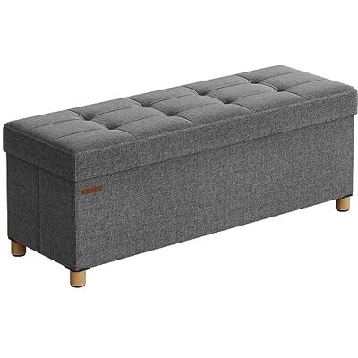 SONGMICS Opbergkruk, opvouwbare poef, voetensteun, 38 x 110 x 40 cm, kubieke bedpunt met opslag, belastbaar tot 300 kg, voor woonkamer, slaapkamer, entree, leigrijs LSF018G11 SONGMICS Opbergkruk, opvouwbare poef, voetensteun, 38 x 110 x 40 cm, kubieke bedpunt met opslag, belastbaar tot 300 kg, voor woonkamer, slaapkamer, entree, leigrijs LSF018G11
