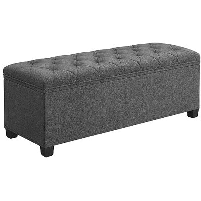 SONGMICS Kruk met opbergruimte, bank met poten, 40 x 110 x 40 cm, opbergdoos, belastbaar tot 300 kg, voor woonkamer, slaapkamer, hal, donkergrijs LSF088G01 SONGMICS Kruk met opbergruimte, bank met poten, 40 x 110 x 40 cm, opbergdoos, belastbaar tot 300 kg, voor woonkamer, slaapkamer, hal, donkergrijs LSF088G01