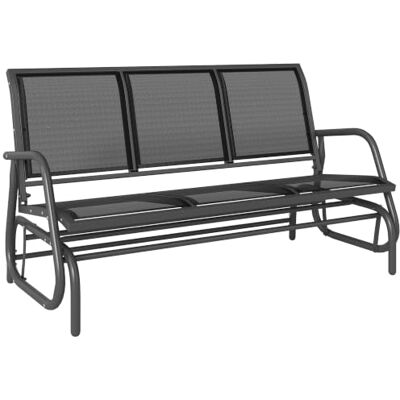 Outsunny Schommelbank voor buiten, 3-zits, zwart Hoog comfort, armleuningen, zitting en rugleuning, ergonomisch, textielstaal Outsunny Schommelbank voor buiten, 3-zits, zwart Hoog comfort, armleuningen, zitting en rugleuning, ergonomisch, textielstaal