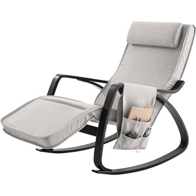 SoBuy FST20-HG dikkere spons!! Relax schommelstoel met afneembare zijzak Relaxstoel met verstelbare hoofdsteun en praktische tas, comfort voor woonkamer, grijs FST20-HG SoBuy FST20-HG dikkere spons!! Relax schommelstoel met afneembare zijzak Relaxstoel met verstelbare hoofdsteun en praktische tas, comfort voor woonkamer, grijs FST20-HG