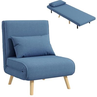 HOMCOM 3-in-1 fauteuil, 1-zits, rugleuning, 5 niveaus, blauw HOMCOM 3-in-1 fauteuil, 1-zits, rugleuning, 5 niveaus, blauw