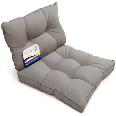 Beautissu Set van 2 Kussen voor tuinstoel, zitting, 50 x 50 cm en rugleuning 50 x 40 cm, waterdicht, vuilafstotend en wasbaar, kussen voor tuinmeubelen, buiten, waterafstotend, rotan bank, lichtgrijs Beautissu Set van 2 Kussen voor tuinstoel, zitting, 50 x 50 cm en rugleuning 50 x 40 cm, waterdicht, vuilafstotend en wasbaar, kussen voor tuinmeubelen, buiten, waterafstotend, rotan bank, lichtgrijs